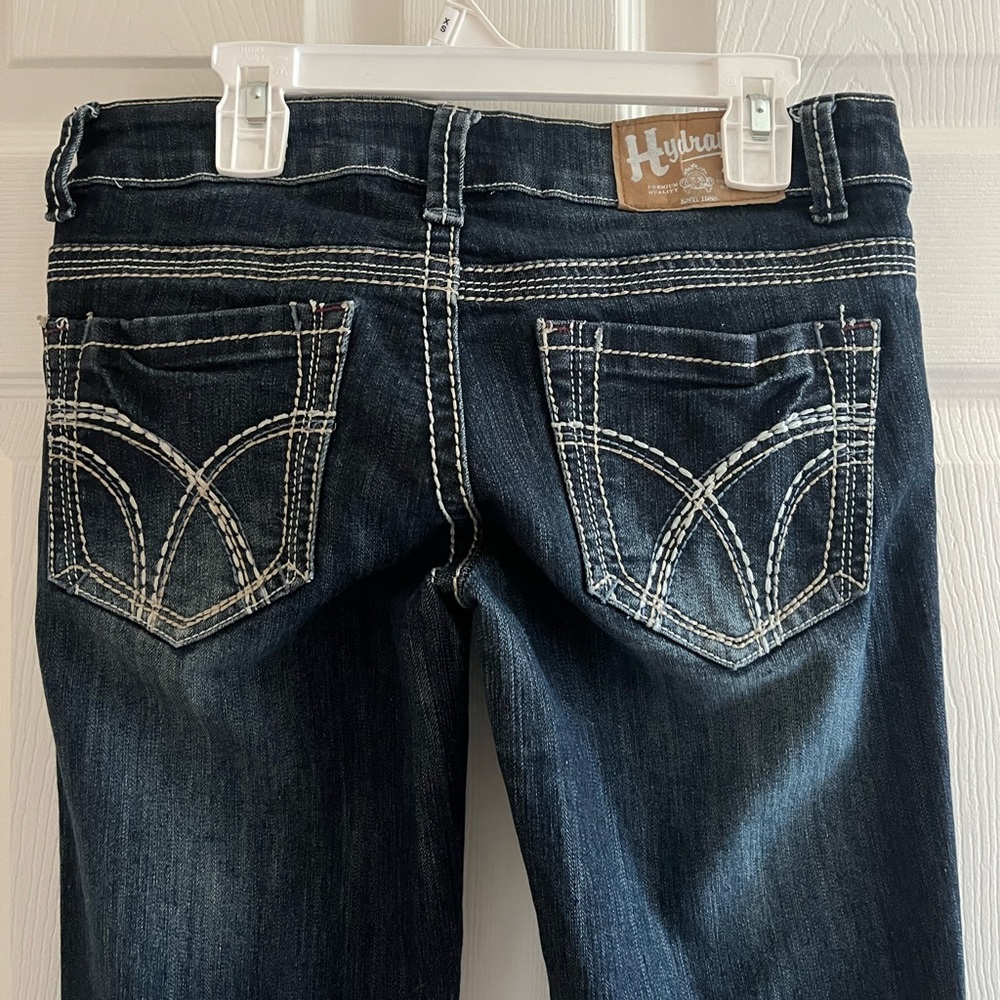 Dark denim flares